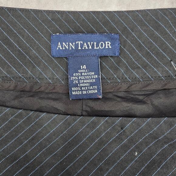 Ann Taylor Navy Blue Stripe Vintage Flare Knee Length Executive Skirt Plus 14 - Picture 4 of 6